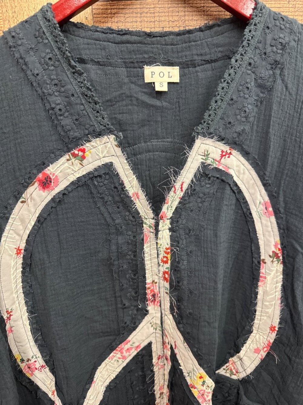 POL Peace Sign Patchwork Cardigan S - Picture 6 of 7